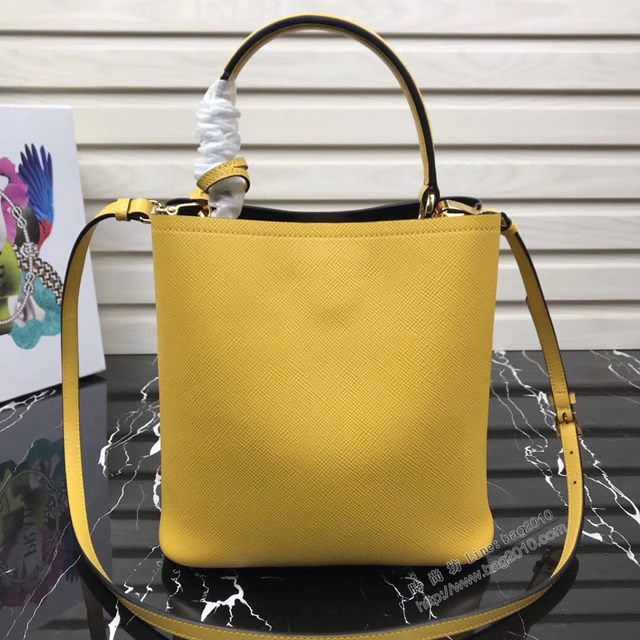 prada女包 普拉達專櫃最新款手提肩背包 1BA217 Prada Double Saffiano皮革手袋 Prada進口牛皮水桶包  pyd2177
